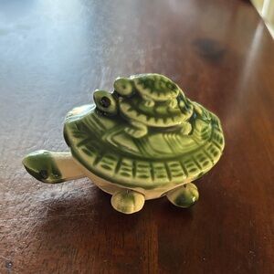 Green Ceramic Turtle Figurine